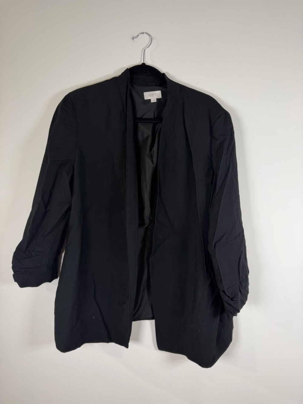 LOFT Black Open-Front Relaxed Blazer Jacket
